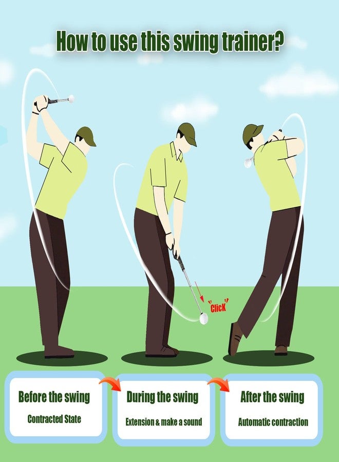 Ruoyang Retractable Golf Swing Trainer & Golf Grip Trainer for Warm-up, Right-Handed Golf Training Aid with Strength & Tempo Practice, Indoor Golf Club for Chipping and Hitting - Image 2