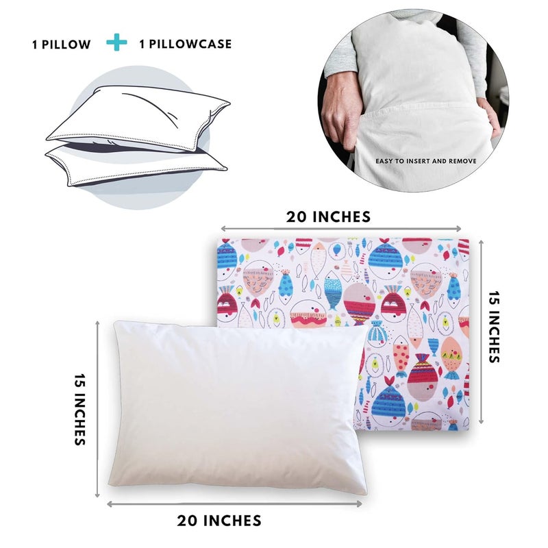 KRADYL KROFT Toddler Pillow with 100 Cotton Removable Cover 20 X 15 Inches Children Pillows Baby Pillows Colorful Fishes - Image 3