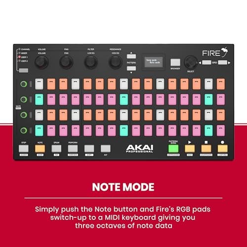 Akai Professional وحدة تحكم MIDI USB من أكاي بروفيشونال لبرنامج FL Studio مع مصفوفة 64 لوحة/درام RGB (فاير) - Image 4
