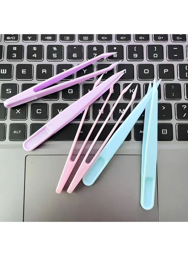 2 Pack Plastic Tweezers Green 4 53inch Straight And Curved Tips DIY Craft Tools - Image 3