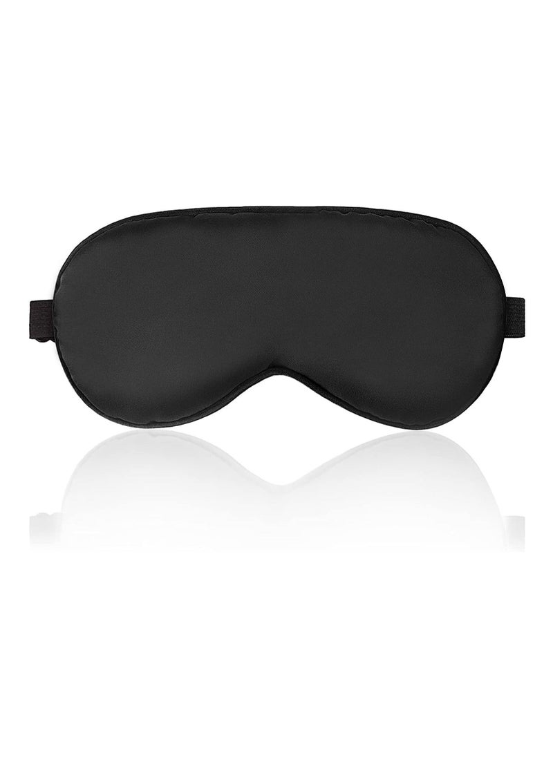 Cool Baby Sleep Mask Night Cover Eye Sleeping Silk Satin Masks for Women Men Blindfold for Airplane Travel Adjustable Strap (Black)  - Image 1