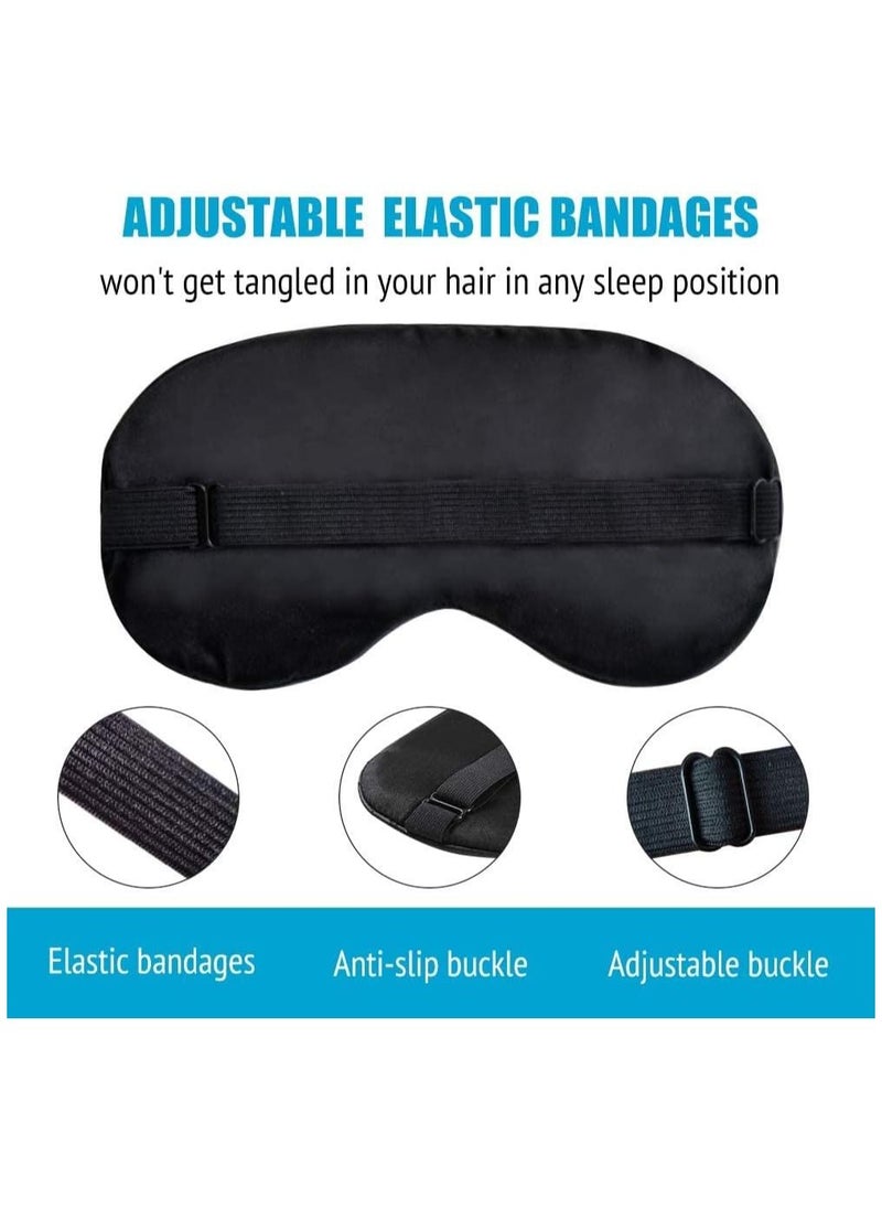 Cool Baby Sleep Mask Night Cover Eye Sleeping Silk Satin Masks for Women Men Blindfold for Airplane Travel Adjustable Strap (Black)  - Image 3
