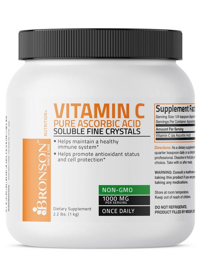 Bronson Vitamin C Powder Pure Ascorbic Acid Soluble Fine Non Gmo Crystals Promotes Healthy Immune System And Cell Protection Powerful Antioxidant 1 Kilogram (2.2 Lbs) - Image 1