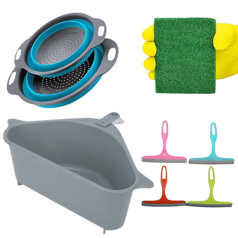 XL Kitchen Vegetable and Sink Strainer with Wiper and ScrubPlastic30 CentimetersMultiColoured - Image 1