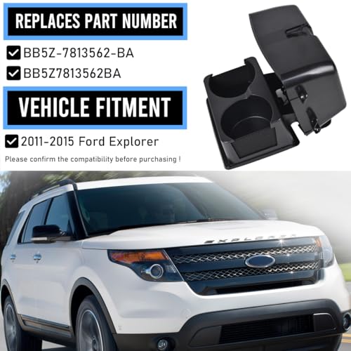 EKLN Black Rear Seat Cup Holder Insert Console Box Assembly fits for 2011-2015 Ford Explorer Replaces OE# BB5Z-7813562-BA BB5Z7813562BA - Image 4