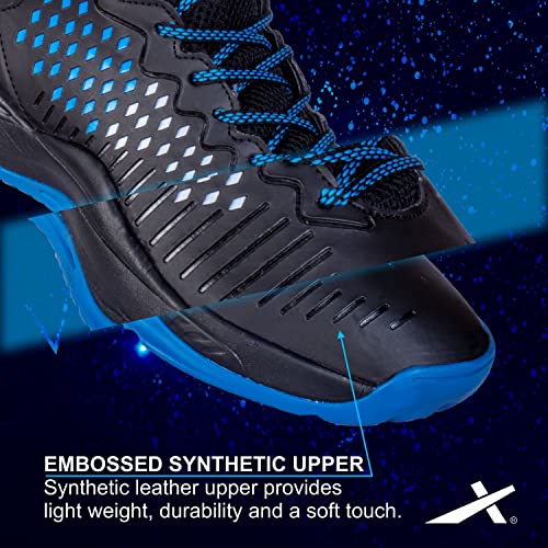 Vector X Cosmic Mens Synthetic Leather, Breathable Mesh|Eva Phylon, Rubber Sole Basketball Shoes Streetball Master Non Slip Outdoor Sneakers Cushioning Workout Shoes for Fitness (Black-Blue, 8) - Image 4