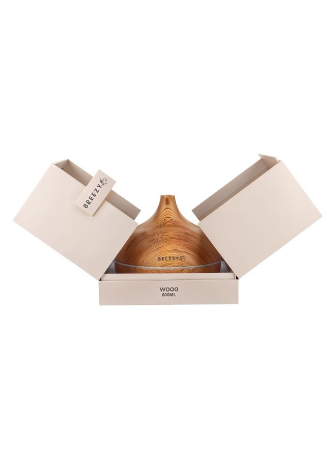 500ml Light Wood Essential Oil Diffuser Ultrasonic Aromatherapy Humidifier Quiet Cool Mist Vaporizer for Home Bedroom Office Yoga Meditation with Auto Shut Off - Image 2