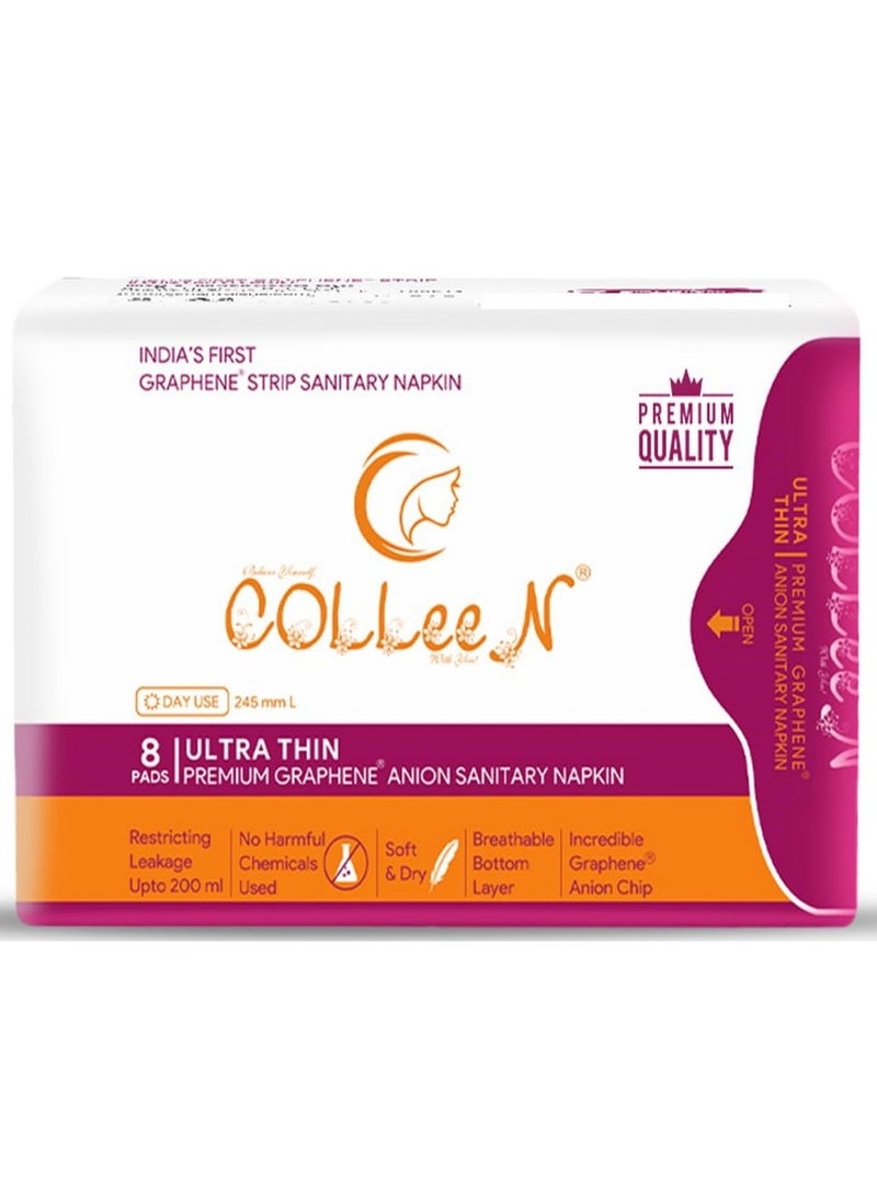 Colleen Ultra Thin Premium Graphene Anion L Sanitary Napkin 245 MM Normal Flow Day Use 8Pads - Image 1