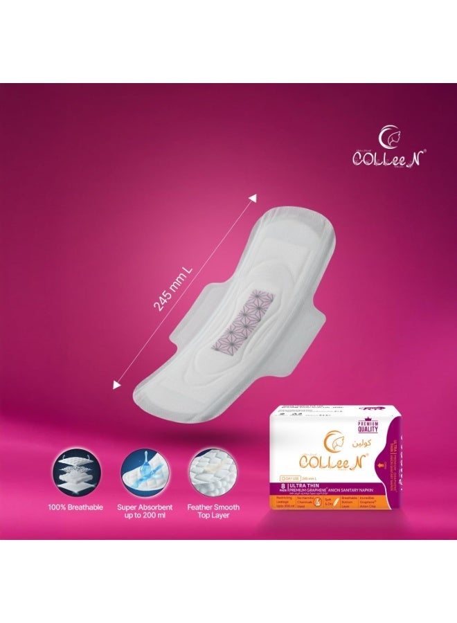 Colleen Ultra Thin Premium Graphene Anion L Sanitary Napkin 245 MM Normal Flow Day Use 8Pads - Image 4