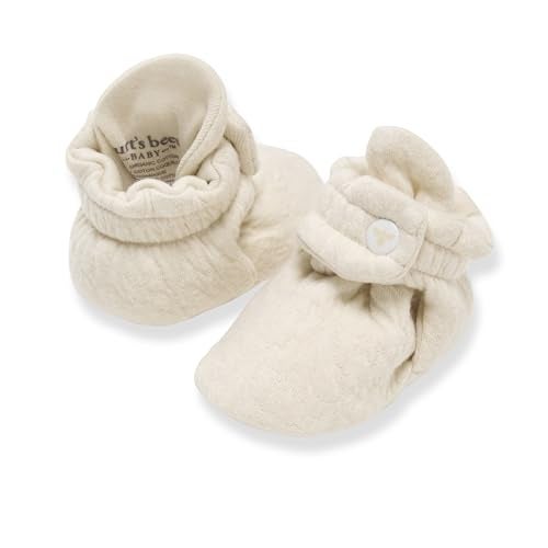 Burt's Bees Baby Baby Organic Cotton Infant Slipper Shoes Sock, Quilted Oat, 3 6 Months Unisex - Image 1