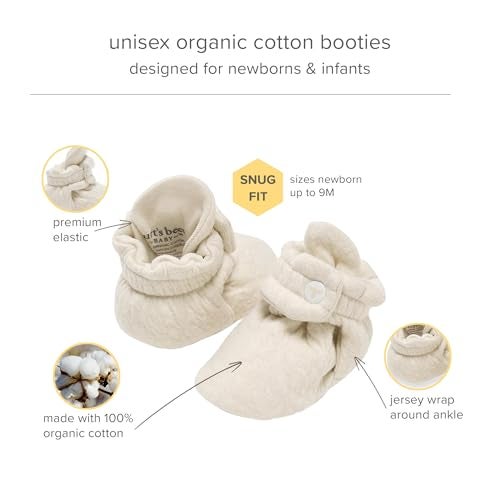 Burt's Bees Baby Baby Organic Cotton Infant Slipper Shoes Sock, Quilted Oat, 3 6 Months Unisex - Image 2