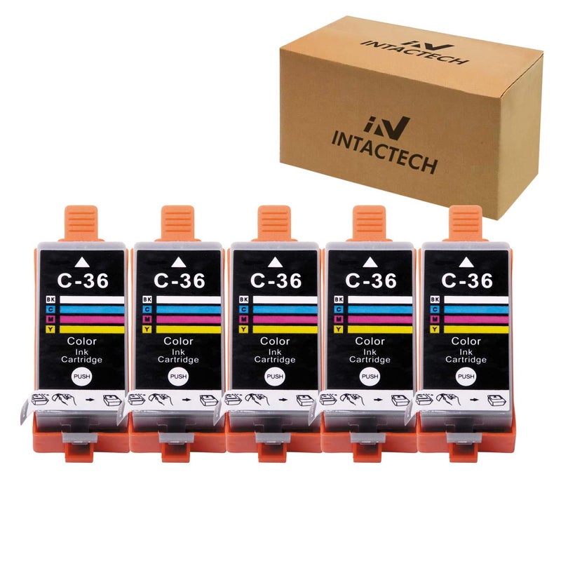 IN INTACTECH Cli-36 Color Compatible Ink Cartridges Replacement for Canon Ink PGI35 CLI36 Work for Pixma ip110 ip100 mini260 mini320 tr150 (Black and Tricolor, 5-Pack) - Image 1