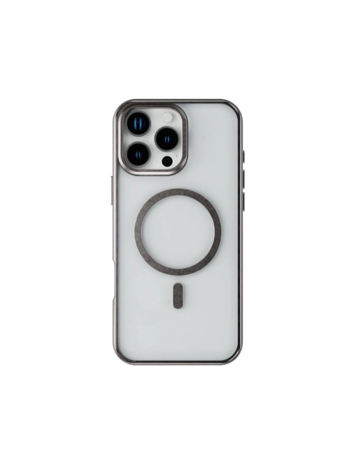 iPhone 16 Pro Max Case Elio PC Cover with Camera Ring Stand / Metal Camera Ring / MagSafe Compatible / Anti-Yellowing / Ultra-Thin Design- Titanium / PC Material / Built-in Kickstand - Titanium