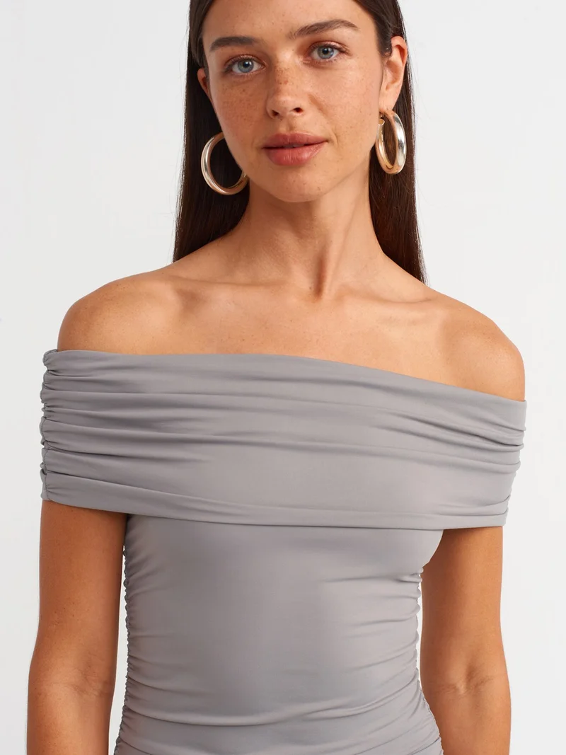 Dilvin Off-Shoulder Ruched Dress