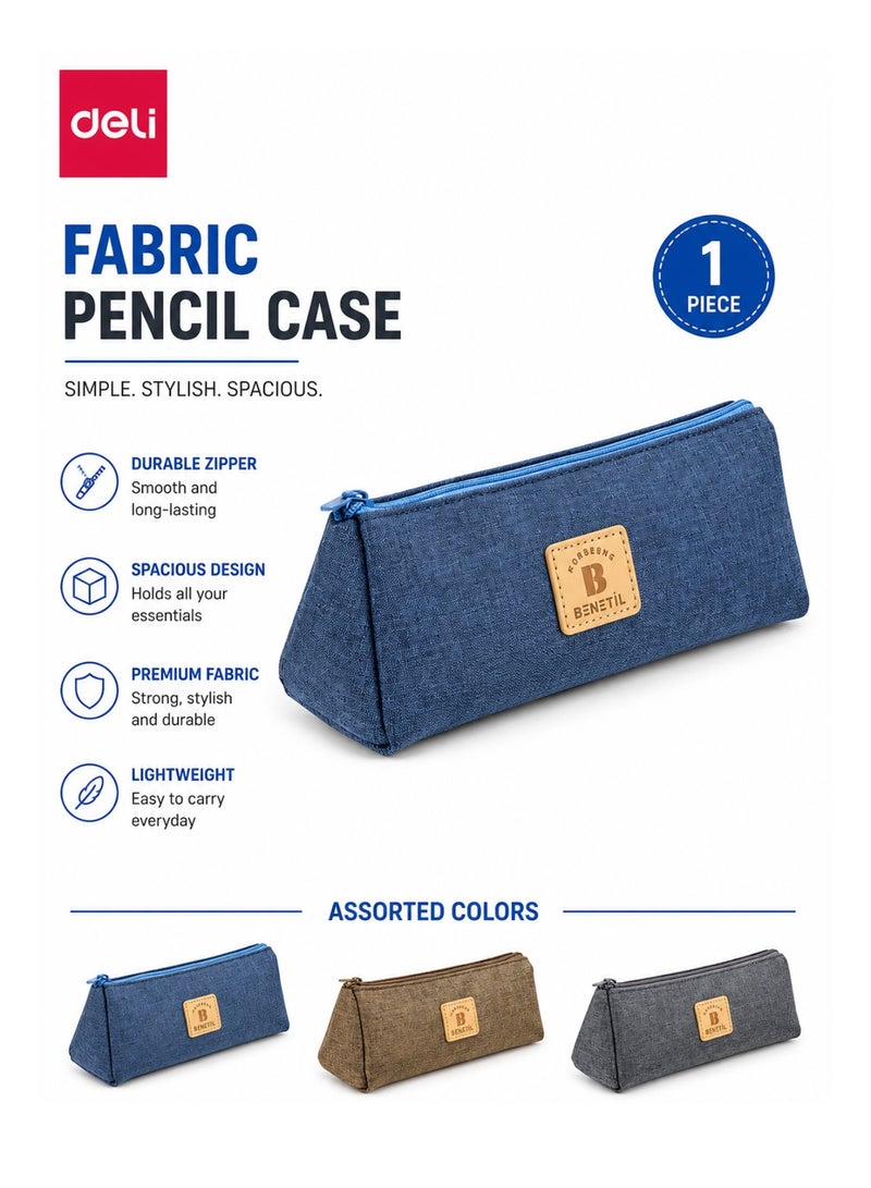 Deli 1-Piece Pencil Case With Zipper Closure Assorted Colours - Image 1