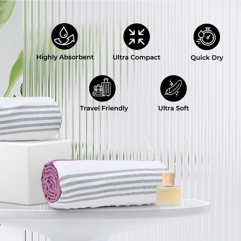 The Better Home Cotton Bath Towel 200gsm(6Pcs-150cmx75cm) Soft Towel for Men Women|Anti-Odour High Absorbency Quick Dry Towel | Hair Drying Towel For Women | Turkey Towels For Bath Large Size (Purple) - Image 4