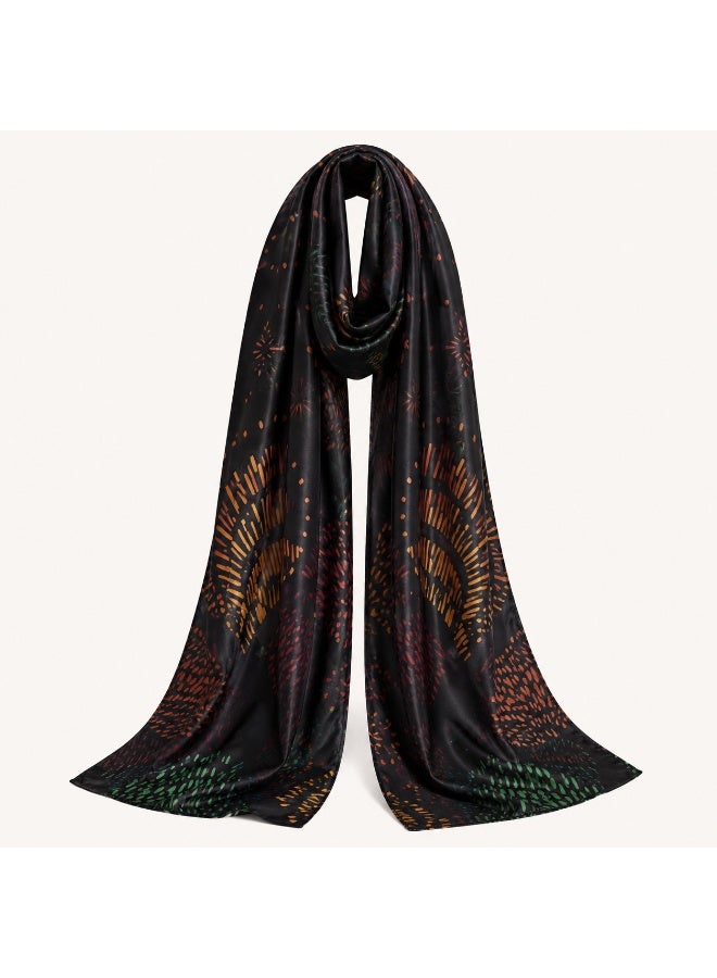 Amnad International Luxury Printed Abaya for Women with Matching Hijab, Satin Silk Finish, Sizes 52-60 inches - Image 4