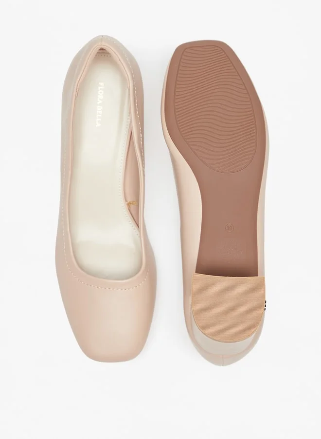 Flora Bella By Shoexpress Solid Slip-On Pumps with Block Heels