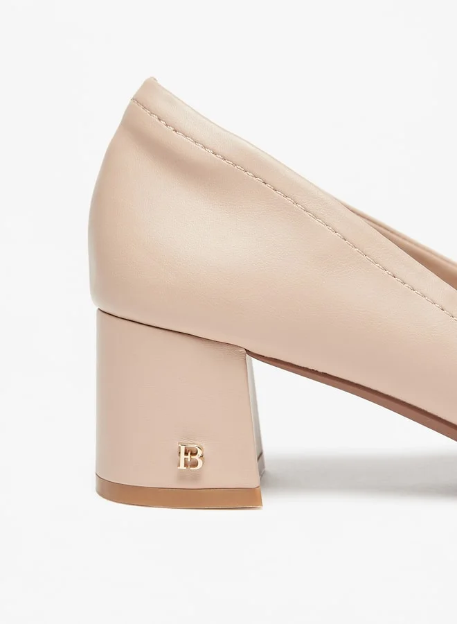 Flora Bella By Shoexpress Solid Slip-On Pumps with Block Heels