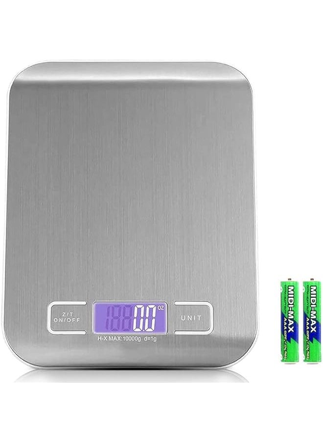 Royal Polar - Digital Food Kitchen Scale Lcd Display And Tare Measuring Four Units Of Measure Conversion Silver Batteries Included - Image 1