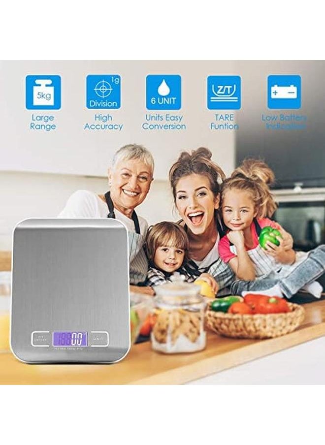 Royal Polar - Digital Food Kitchen Scale Lcd Display And Tare Measuring Four Units Of Measure Conversion Silver Batteries Included - Image 1