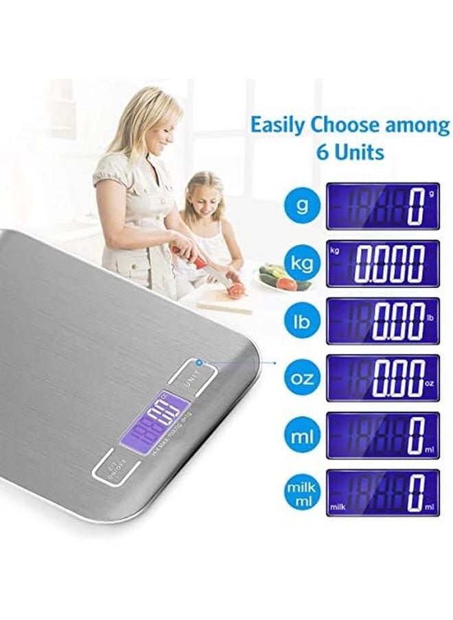 Royal Polar - Digital Food Kitchen Scale Lcd Display And Tare Measuring Four Units Of Measure Conversion Silver Batteries Included - Image 1