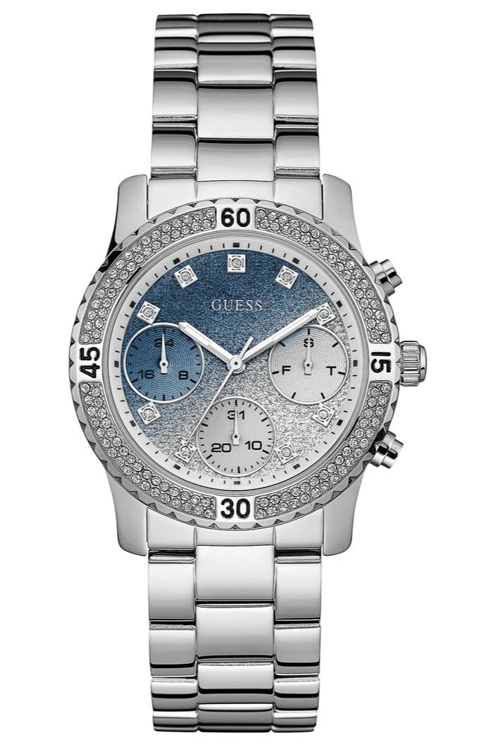 جس ساعة جيس كونفيتي دايموندز بمينا زرقاء وسوار فضي من الفولاذ للنساء - W0774L6 - Image 1