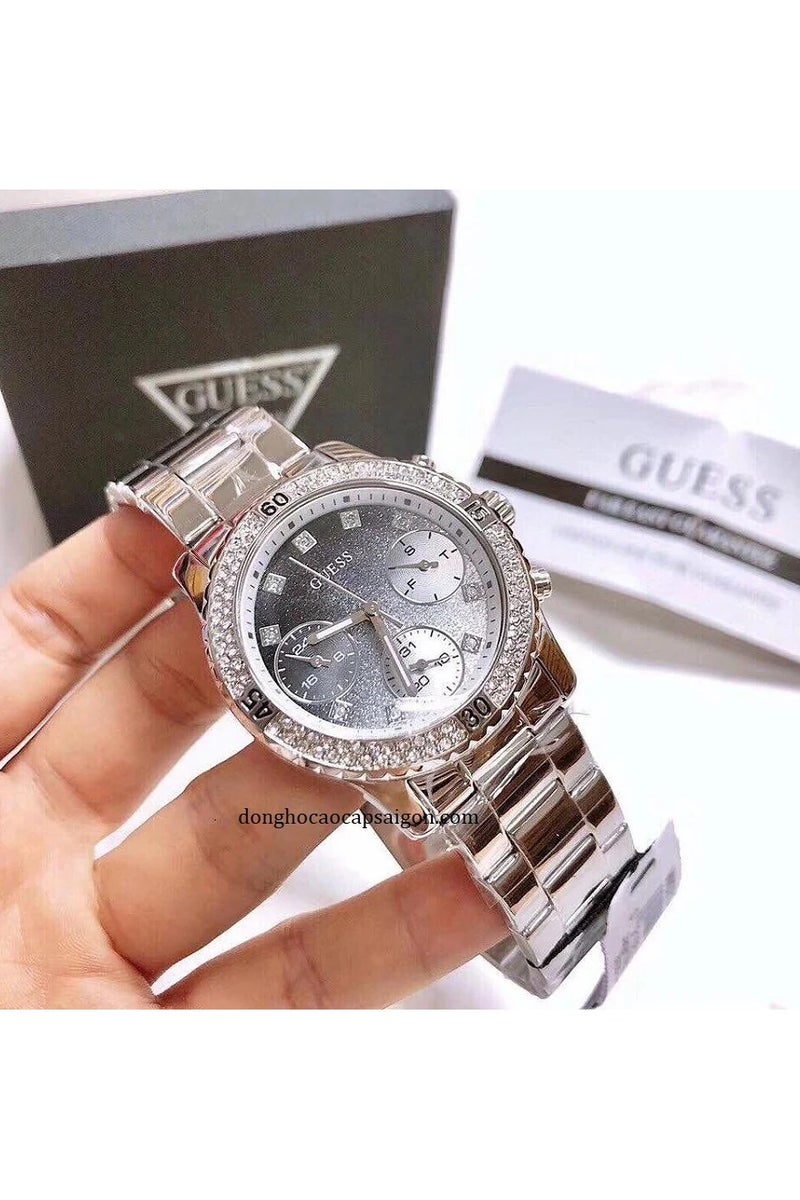 جس ساعة جيس كونفيتي دايموندز بمينا زرقاء وسوار فضي من الفولاذ للنساء - W0774L6 - Image 3