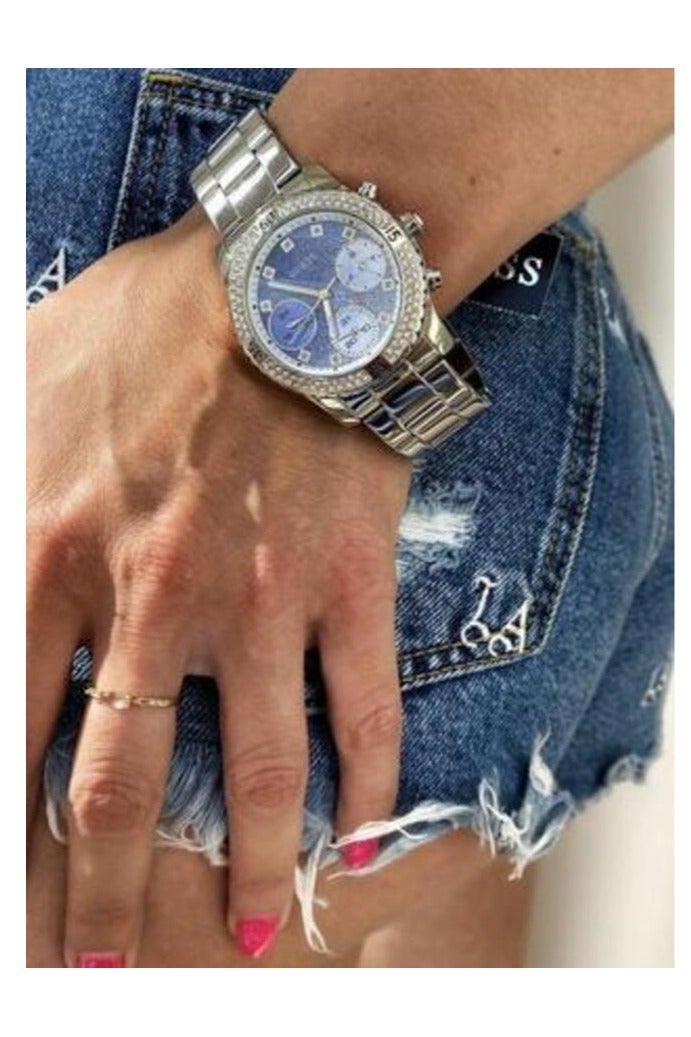 جس ساعة جيس كونفيتي دايموندز بمينا زرقاء وسوار فضي من الفولاذ للنساء - W0774L6 - Image 4