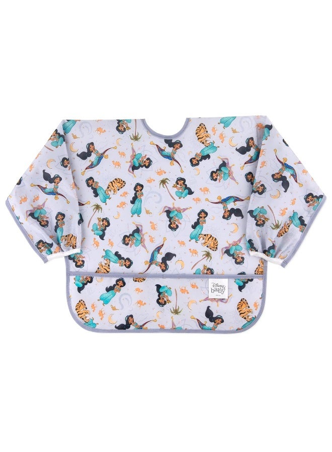 Bumkins Disney Sleeved Bib for Girl or Boy, Baby and Toddler for 6-24 Mos, Essential Must Have for Eating, Feeding, Baby Led Weaning Supplies, Long Sleeve Mess Saving Food Catcher, Jasmine - Image 1