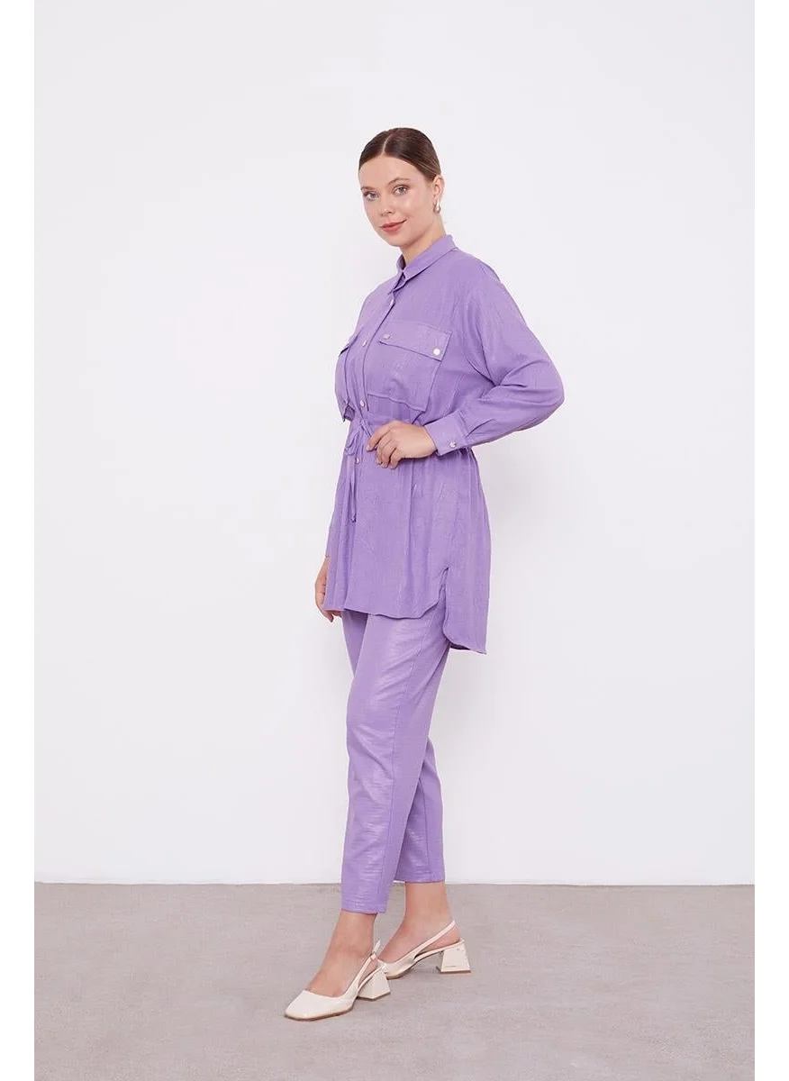 Levidor Purple Drawstring Waist Trousers Sports Suit