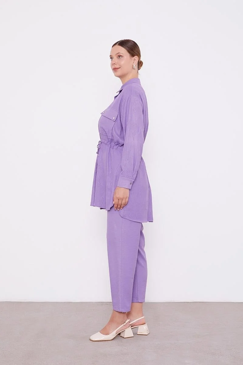 Levidor Purple Drawstring Waist Trousers Sports Suit