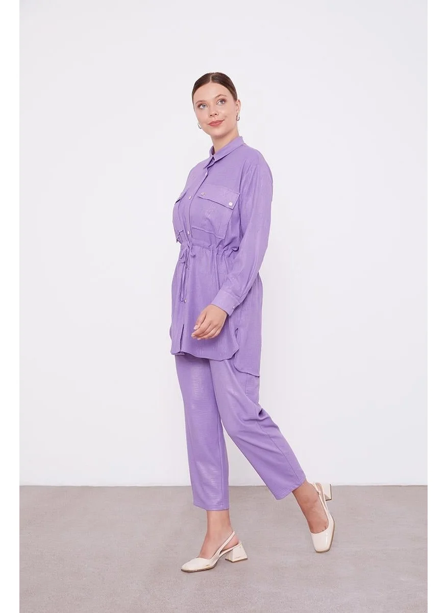 Levidor Purple Drawstring Waist Trousers Sports Suit