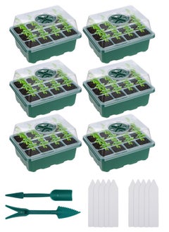 INKBIRD Seed Starter Tray 6-Pack Germination Trays Seedling Starter Kits Plant Starter Kit with Humidity Domes and Base Indoor Greenhouse Mini Propagator Station for Seeds Growing Starting 12 Cells per Tray  - Image 1