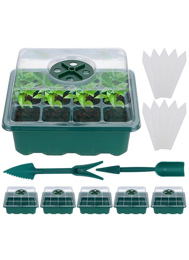 INKBIRD - Seed Starter Tray 6-Pack Germination Trays Seedling Starter Kits Plant Starter Kit with Humidity Domes and Base Indoor Greenhouse Mini Propagator Station for Seeds Growing Starting 12 Cells per Tray - Image 1