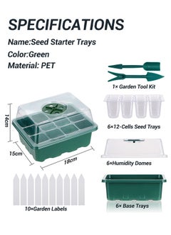 INKBIRD Seed Starter Tray 6-Pack Germination Trays Seedling Starter Kits Plant Starter Kit with Humidity Domes and Base Indoor Greenhouse Mini Propagator Station for Seeds Growing Starting 12 Cells per Tray  - Image 2