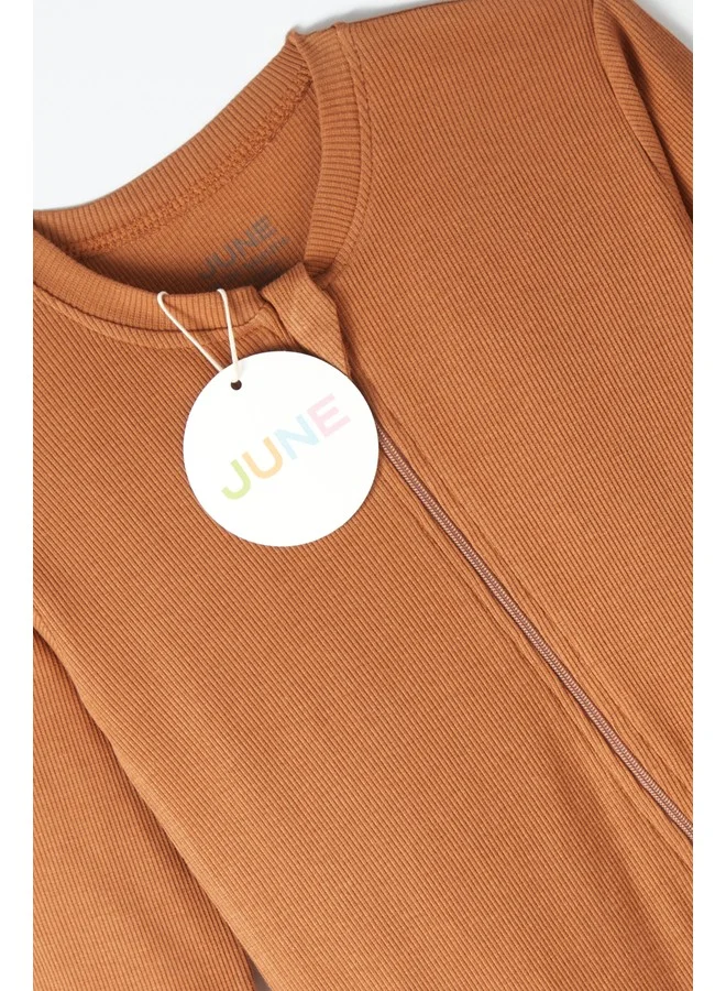 جون June Baby Camisole Zippered Jumpsuit Brown