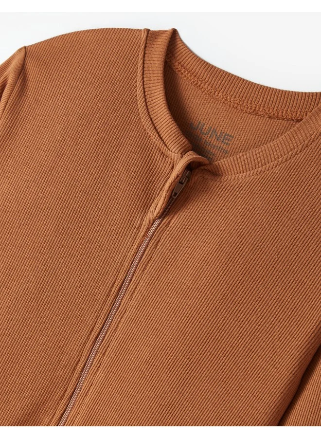 جون June Baby Camisole Zippered Jumpsuit Brown