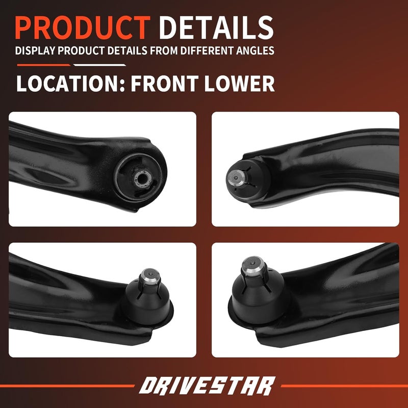 DRIVESTAR ذراع التحكم السفلي الأمامي DRIVESTAR RK621452 RK621453 مع وصلة كروية لسيارة نيسان روج 2008-2015 - Image 2