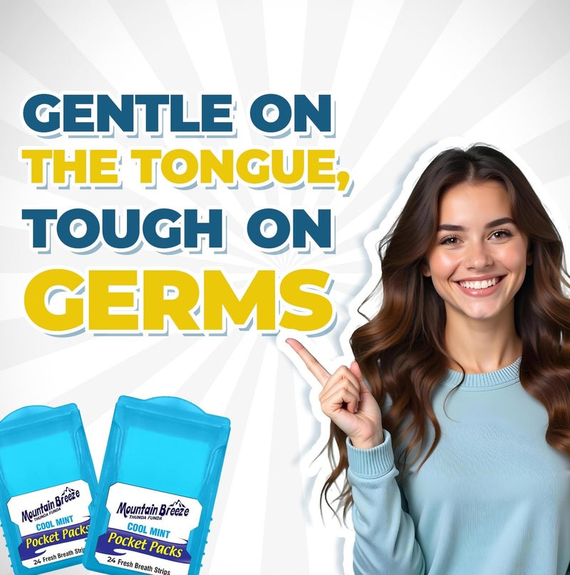 Mountain Breeze Oral Hygiene Mouth Freshener Sugar Free Cool Mint Flavoured Breath Strips (24 Strips Each Cassatte)-Pack of 1(3 Cassette) New - Image 2