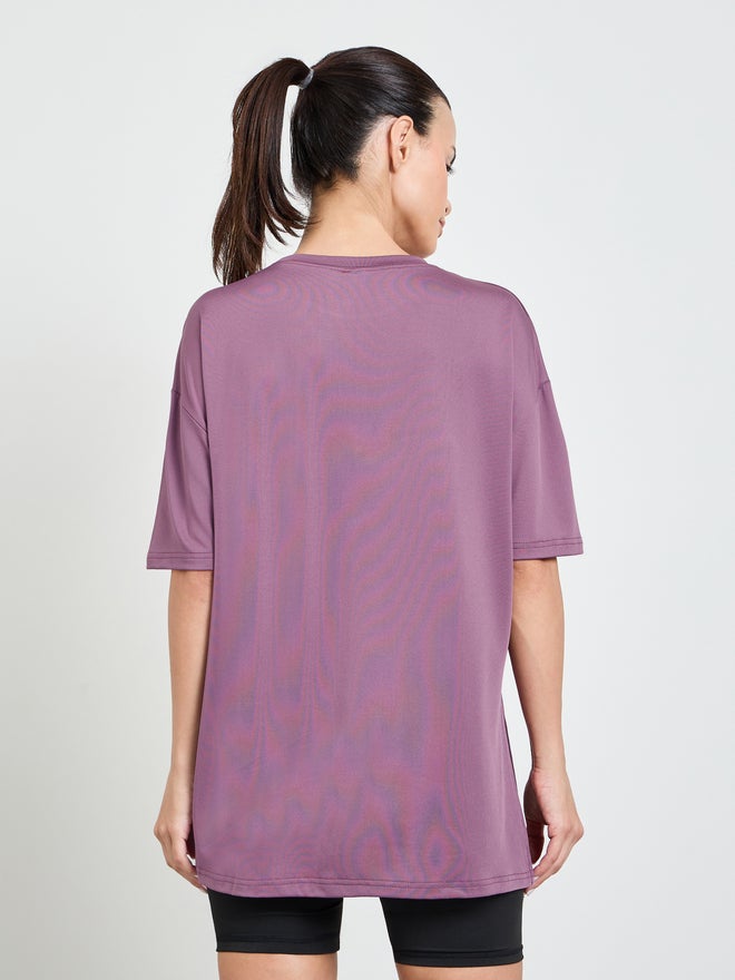Styli Active Styli Pink Slogan Side Slit Detail Loose Yoga Fit Top - Image 4