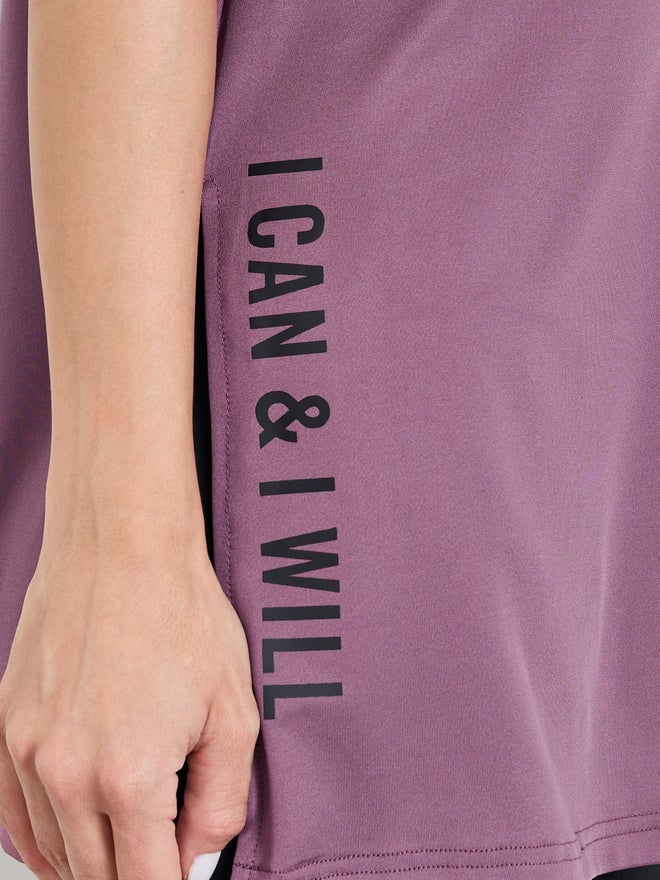 Styli Active Styli Pink Slogan Side Slit Detail Loose Yoga Fit Top - Image 3