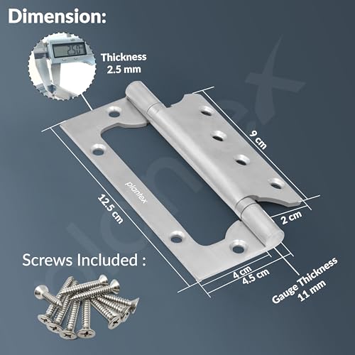 Plantex Butterfly Hinges for Door/Stainless Steel Door Hinges/5 Inch x 14 Gauge Hinge/2.5 mm Hinges for Home/Office/Hotel/Non-Mortise Hinge - Pack of 1 (Chrome) - Image 3