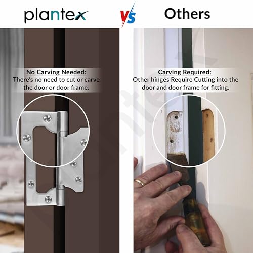 Plantex Butterfly Hinges for Door/Stainless Steel Door Hinges/5 Inch x 14 Gauge Hinge/2.5 mm Hinges for Home/Office/Hotel/Non-Mortise Hinge - Pack of 1 (Chrome) - Image 5