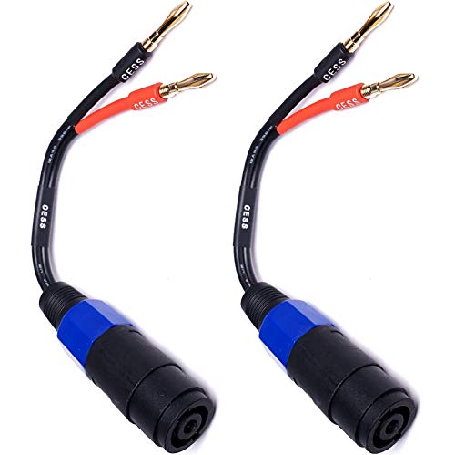 CNCESS CESS-004 Banana Plug to Female Speakon Speaker Adapter Cable 12AWG - 2 Pack (4mm Banana) - Image 5