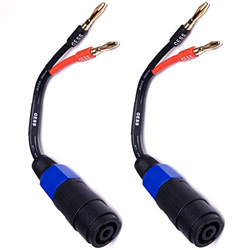 CNCESS CESS-004 Banana Plug to Female Speakon Speaker Adapter Cable 12AWG - 2 Pack (4mm Banana) - Image 1