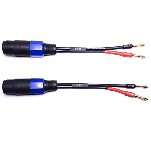 CNCESS CESS-004 Banana Plug to Female Speakon Speaker Adapter Cable 12AWG - 2 Pack (4mm Banana) - Image 4
