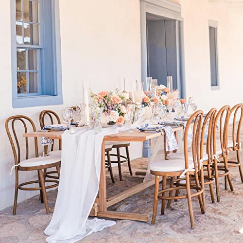 QueenDream 10Ft 1 Piece White Chiffon Table Runner 27x120 Inches Sheer Chiffon Fabric Bridal Party Romantic Wedding Reception Christmas Decorations - Image 4