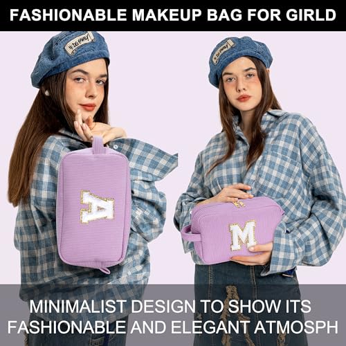 YOOLIFE Personalized Gifts - Teen Girl Gifts Personalized Monogram Make Up Bag Travel Makeup Bag Cosmetic Bags for Women 7 8 9 10 11 12 Year Old Girl Birthday Gift for Daughter Sister Women Letter S - Image 4