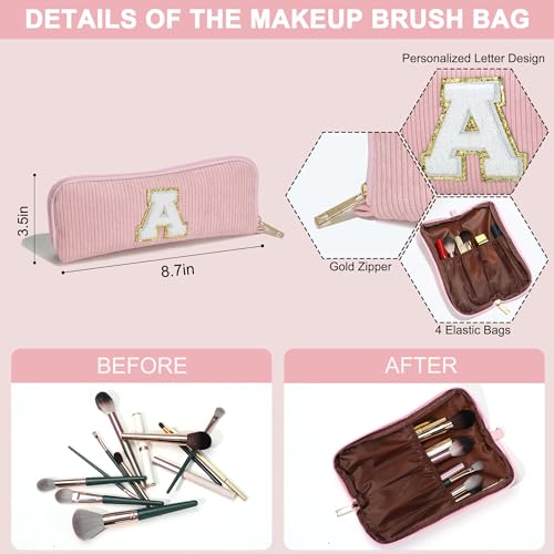 YOOLIFE Personalized Gifts - Teen Girl Gifts Personalized Monogram Make Up Bag Travel Makeup Bag Cosmetic Bags for Women 7 8 9 10 11 12 Year Old Girl Birthday Gift for Daughter Sister Women Letter S - Image 3